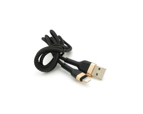 Дата кабель USB 2.0 AM to Lightning 1.0m 3.0A black gold PZX (V-165)
