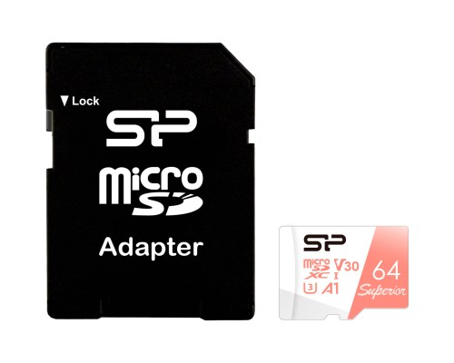 Карта пам'яті Silicon Power 64GB microSDXC class 10 UHS-I U3 V30 A1 Superior (SP064GBSTXDV3V20SP)