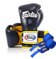 Боксерські рукавички Fairtex BGV9 Mexican Blue/Yellow 10 унцій (бинти в комплекті) (BGV9_Mexican_10oz_Blue/Y)