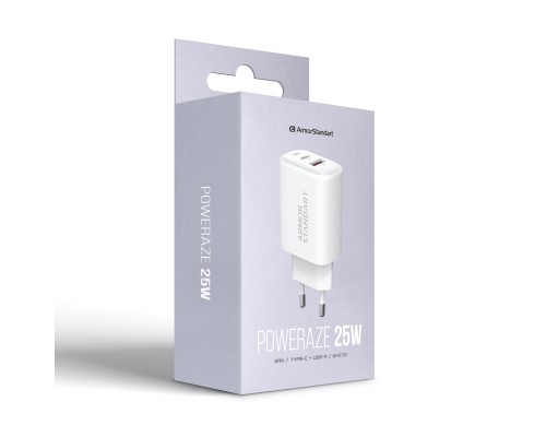 Зарядний пристрій Armorstandart 1xUSB-C PD20W + 1xUSB QC3.0 GaN white (ARM87067)