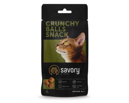 Ласощі для котів Savory Snacks Crunchy Balls кульки з котячою м'ятою 60 г (4820261921335)