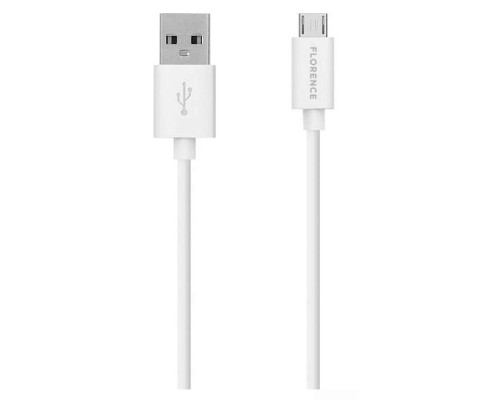 Зарядний пристрій Florence 2USB 2A + microUSB cable white (FL-1021-WM)
