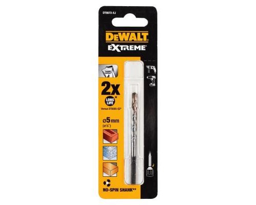 Свердло DeWALT EXTREME, D 5 мм, L85 мм, WL50 (DT6672)