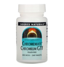 Мінерали Source Naturals Хром GTF 200мкг, ChromeMate, 240 таблеток (SNS-00107)