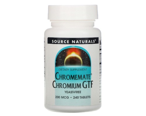 Мінерали Source Naturals Хром GTF 200мкг, ChromeMate, 240 таблеток (SNS-00107)