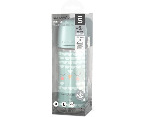 Пляшечка для годування Suavinex Bonhomia, повільний потік, 360 мл, зелена (307838)