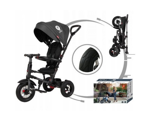 Дитячий велосипед QPlay Rito Rubber Black складаний триколісний (S380-10BlackRubber)