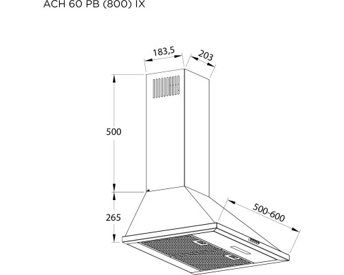 Витяжка кухонна Pyramida ACH 60 PB (800) IX