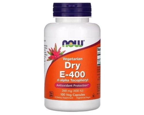 Вітамін Now Foods Вітамін E-400, 400 МО, Vegetarian Dry E-400, 100 вегетаріанських капсул (NOW-00850)