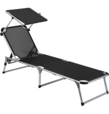 Розкладачка Bo-Camp Sun Lounger With Sunscreen 5 Positions Чорна (1304460)