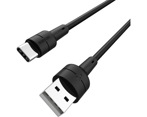 Дата кабель USB 2.0 AM to Type-C 1.0m BX30 Silicone 3A Black BOROFONE (BX30CB)