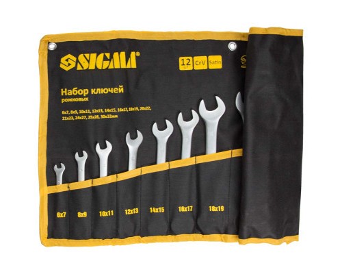 Ключ Sigma набір ріжкових 12шт 6-32мм CrV satine, тк чохол (6010341)
