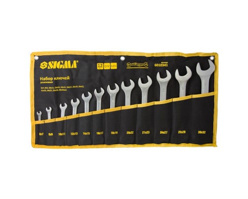Ключ Sigma набір ріжкових 12шт 6-32мм CrV satine, тк чохол (6010341)