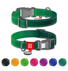 Нашийник для тварин WAUDOG Nylon Mono з QR паспортом, пластиковий фастекс XL зелений (521618)