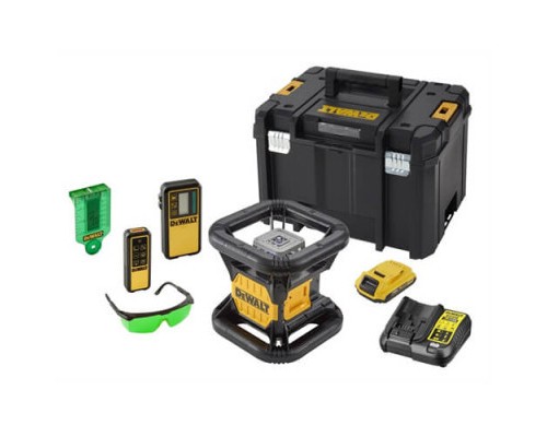 Лазерний нівелір DeWALT ротаційний, 18В XR Li-Ion, зелений промінь, 4.5 кг, 2Ah, ЗУ, кейс (DCE079D1G)