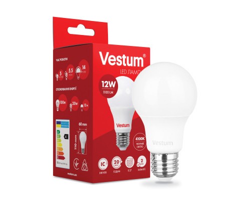 Лампочка Vestum A60 12W 4100K 220V E27 (1-VS-1103)