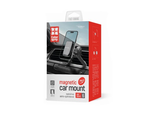 Універсальний автотримач ColorWay Magnetic Air Vent-6 (360° rotation) Gray (CW-CHM16-GR)
