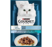 Вологий корм для кішок Purina Gourmet Perle з Океанічною рибою, Тунцем в підливі 85 г (8445291188099)