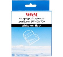 Стрічка для принтера етикеток WWM для Epson LW-400/700 9mm х 8m White-on-Black (WWM-SD9K)