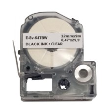 Стрічка для принтера етикеток UKRMARK E-Sv-LK4TBW, 12мм х 9м, black on transparent, сумісна з LK-4TBW (900493)