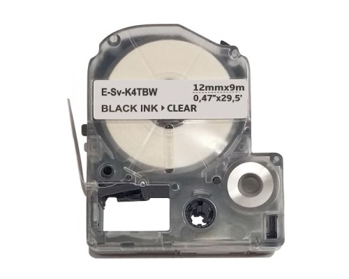 Стрічка для принтера етикеток UKRMARK E-Sv-LK4TBW, 12мм х 9м, black on transparent, сумісна з LK-4TBW (900493)