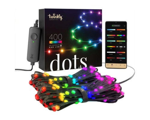 Гірлянда Twinkly Smart LED, Dots 400 RGB LED Lights String Black Wire Plug IP44 20м (TWD400STP-BEU)