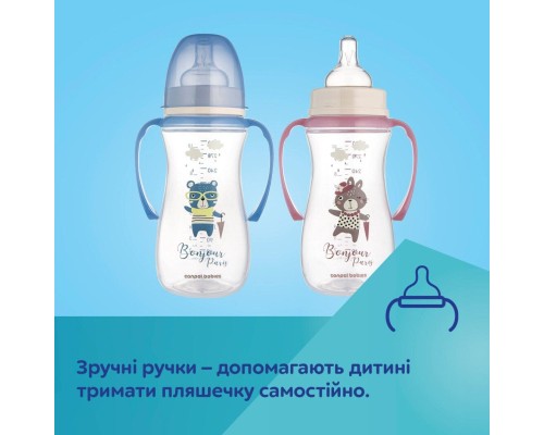Пляшечка для годування Canpol babies PP Easystart Bonjour Paris антиколікова з широким отвором та ручками 300 мл син (35/241_blu)