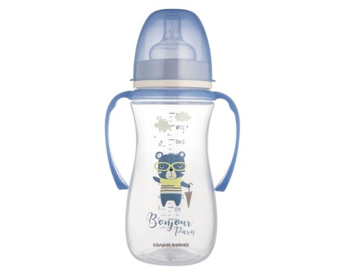 Пляшечка для годування Canpol babies PP Easystart Bonjour Paris антиколікова з широким отвором та ручками 300 мл син (35/241_blu)