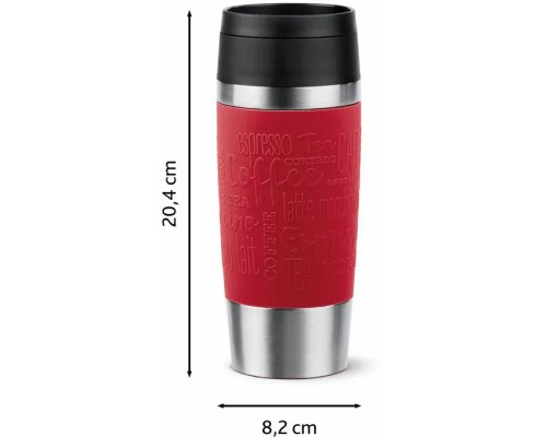 Термокружка Tefal Travel Mug Classic, 360мл, нержавіюча сталь, червоний (N2020410)
