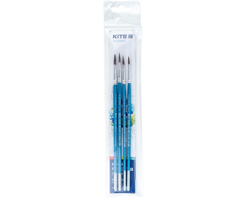 Пензлик для малювання Kite Classic набір із 4-х пензлів: поні круглий 2,3,4,5 в пеналі (K-339)
