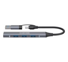Концентратор Canyon hub DS-02 4in1 USB-A/C Grey (CNS-TDS02G)