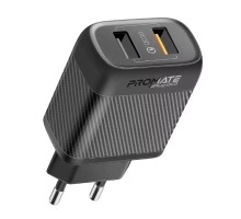 Зарядний пристрій Promate biplug-qc3.eu-bk