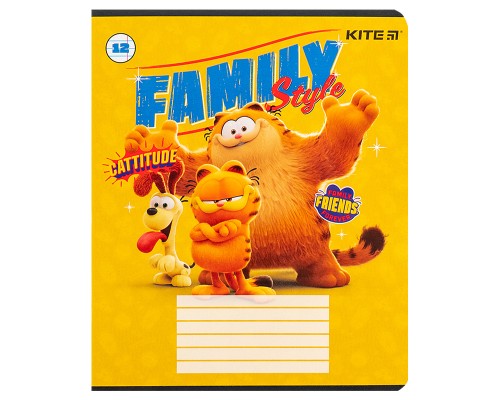 Зошит Kite Garfield, 12 аркушів, лінія (GF24-234)