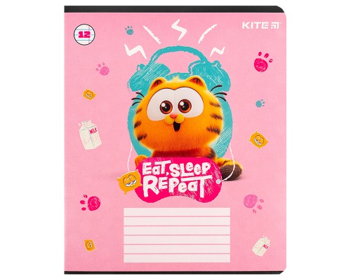 Зошит Kite Garfield, 12 аркушів, лінія (GF24-234)