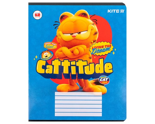 Зошит Kite Garfield, 12 аркушів, лінія (GF24-234)