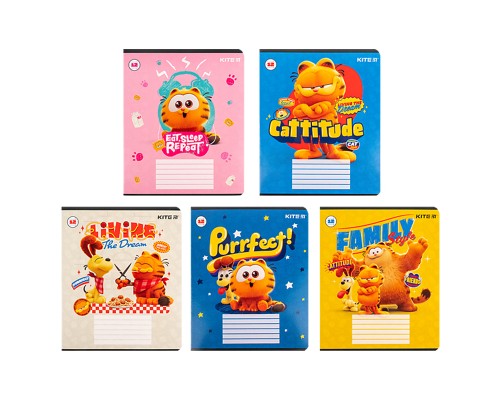 Зошит Kite Garfield, 12 аркушів, лінія (GF24-234)