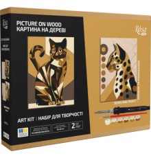 Набір для творчості Rosa Start Cats 2 випалювання картини на дереві, з фарбами, в коробці (4823098544692)