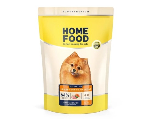 Сухий корм для собак Home Food ADULT MINI Healthy Skin And Shiny Coat з індичкою та лососем 1.6 кг (4820235020361)