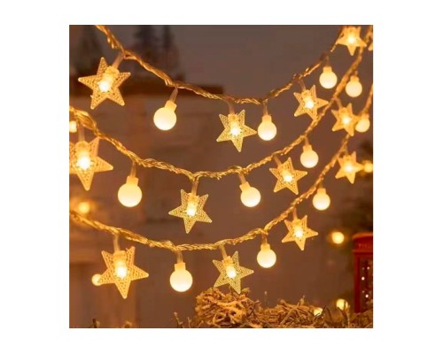 Гірлянда Voltronic Зірочки+Кулі White, 80 шт, 10 м, прозора, 220V (GarlStarBal-10m220Wh)