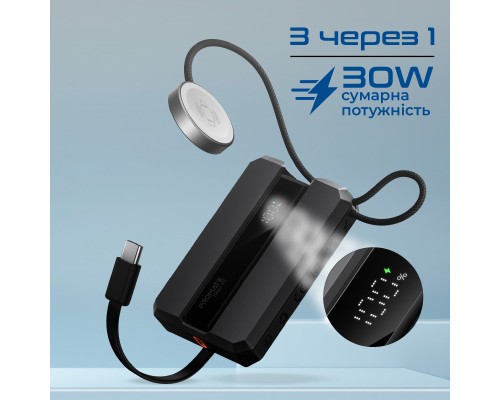 Батарея універсальна Promate 10000mAh PD/30W, iWatch charging (neo-10.black)
