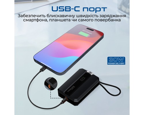 Батарея універсальна Promate 10000mAh PD/30W, iWatch charging (neo-10.black)