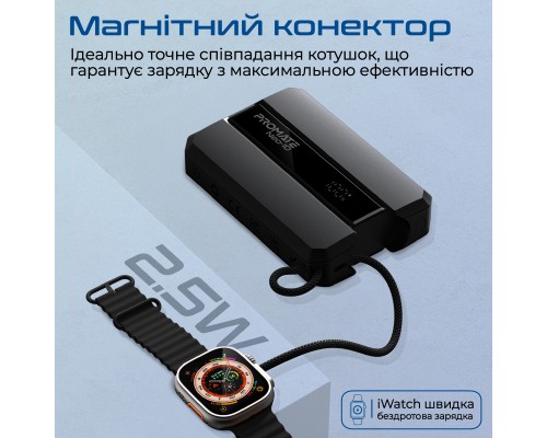 Батарея універсальна Promate 10000mAh PD/30W, iWatch charging (neo-10.black)