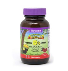 Вітамін Bluebonnet Nutrition Вітамін D3 400IU для Дітей, Смак Ягід, Rainforest Animalz, (BLB-00194)