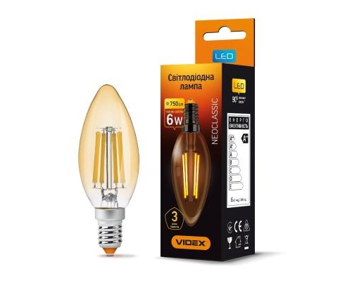 Лампочка Videx Filament C37FA 6W E14 2200K 220V (VL-C37FA-06142)
