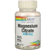 Мінерали Solaray Цитрат Магнію, 400 мг, 90 капсул (SOR-46301)