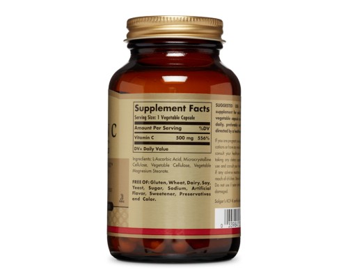 Вітамін Solgar Вітамін C, 500 мг, Vitamin C, 500 mg, 100 вегетаріанських ка (SOL-03260)