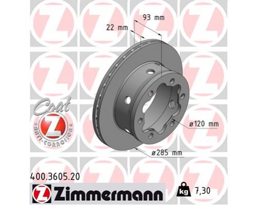 Гальмівний диск ZIMMERMANN 400.3605.20
