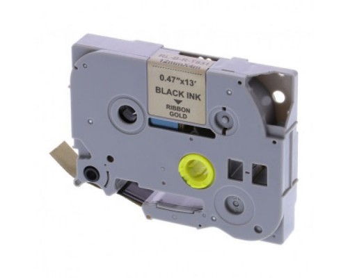 Стрічка для принтера етикеток UKRMARK RL-B-T831P-BK/GO, аналог TZE831. 12 мм х 8 м (900257)