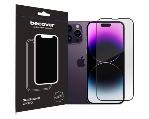 Скло захисне BeCover Apple iPhone 14 Pro Black (707968)