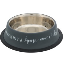 Посуд для собак Trixie Миска металева на гумовій основі 750 мл/21 см (сіра) (4047974251430)